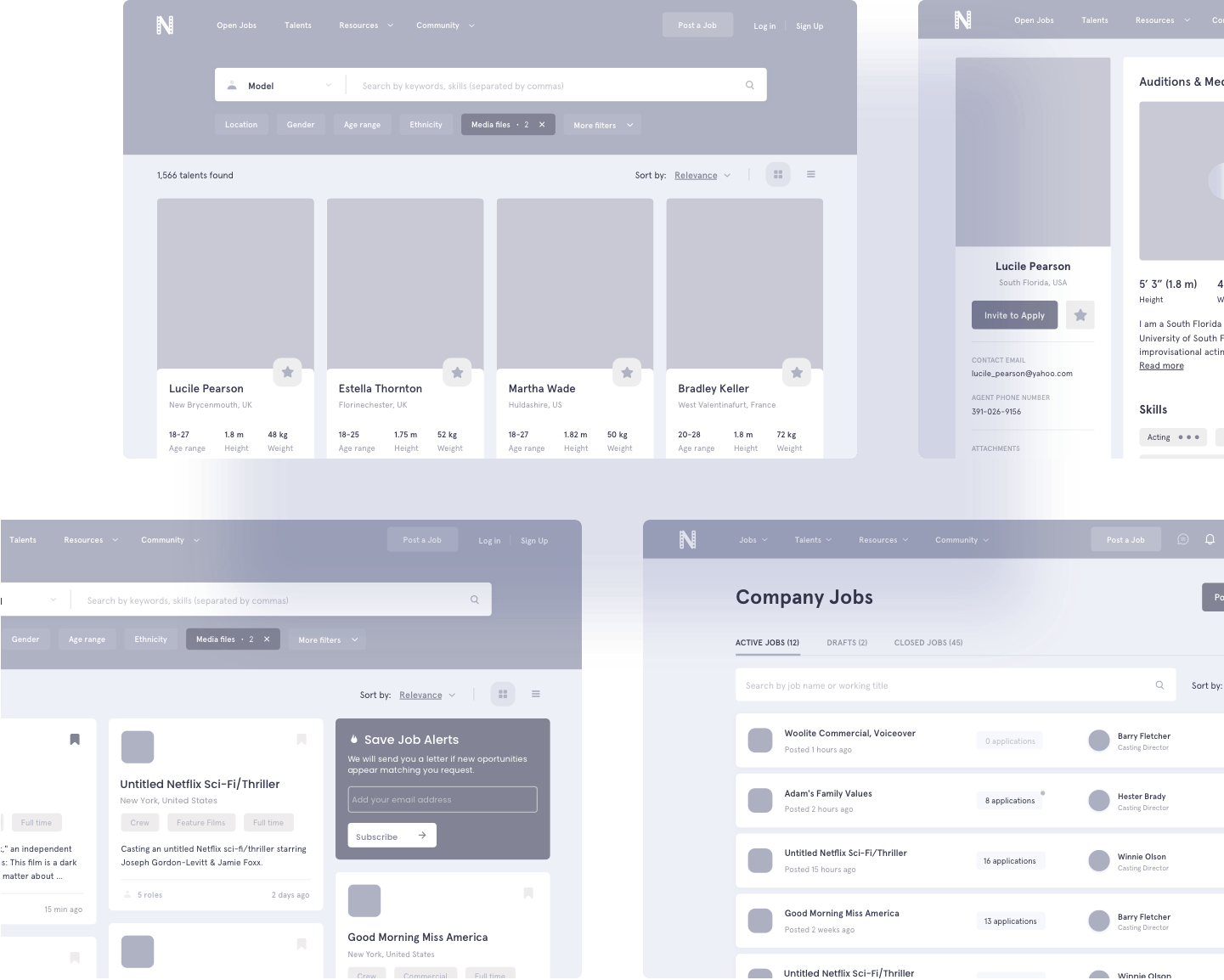 Almontage. Wireframes