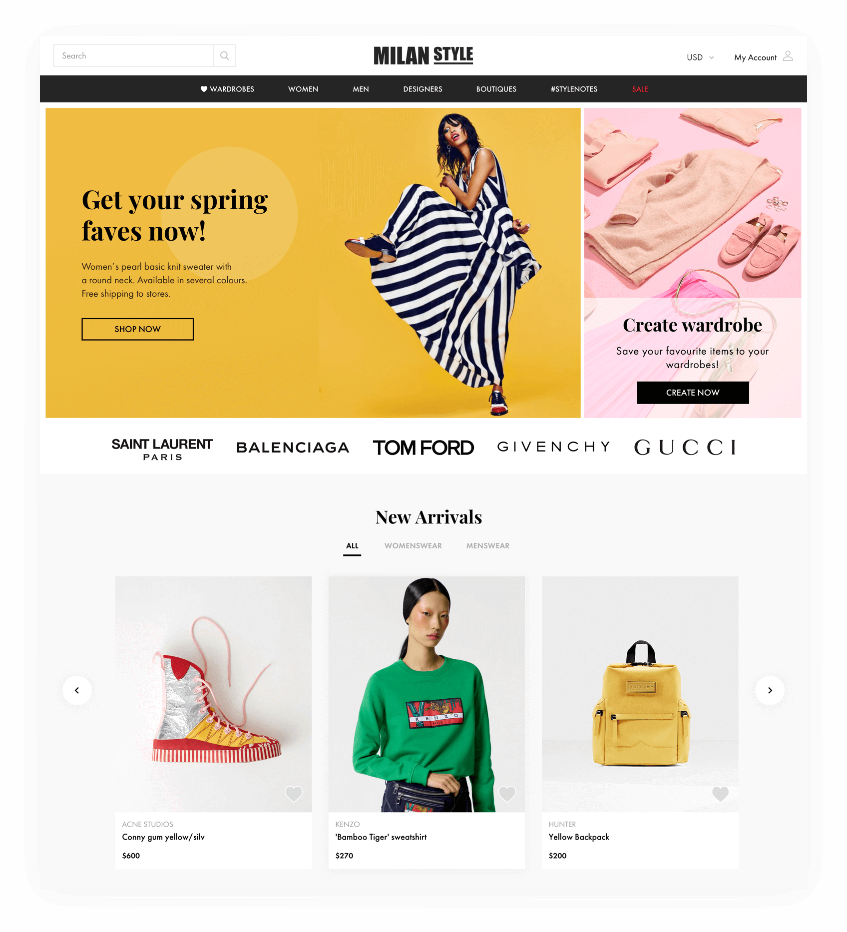 MilanStyle. Redesigned pages